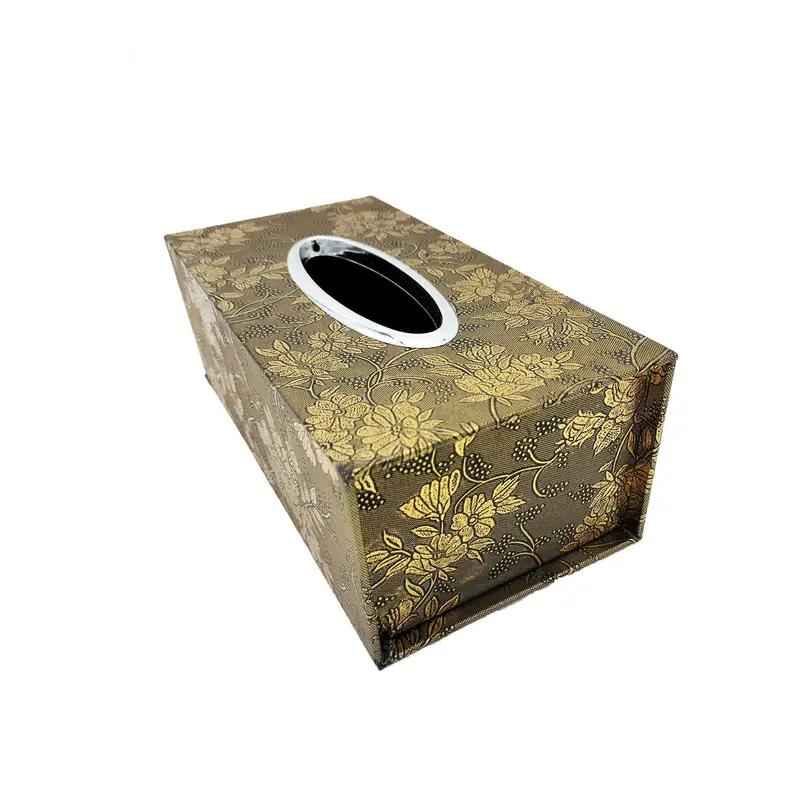 Car Tissue Box Flowers Style - Brown 2