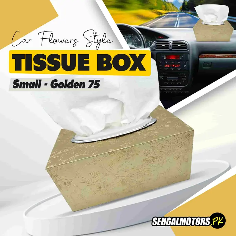 Car Tissue Box Flowers Style Small - Golden 75 1