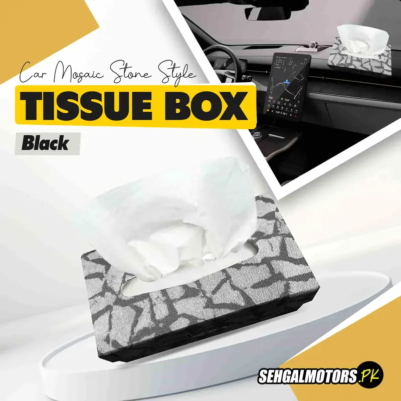 Car Tissue Box Mosaic Stone Style - Black 1