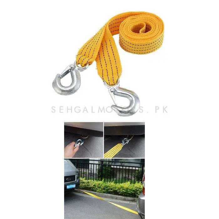 Car Tow Rope Strap Belt - Heavy Duty Polyester With Steel Hooks 2