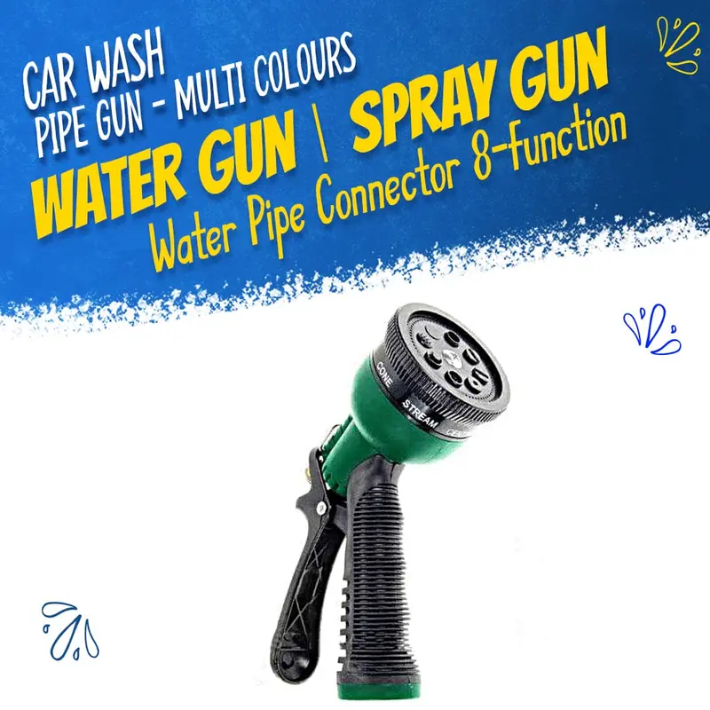 Car Wash Pipe Gun - Multi Colours - Water Gun | Spray Gun | Water Pipe Connector 8-Function 1