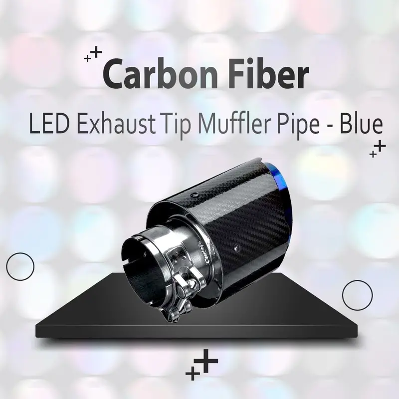 Carbon Fiber Led Exhaust Tip Muffler Pipe – Blue Flame Effect - Stylish & Durable 1