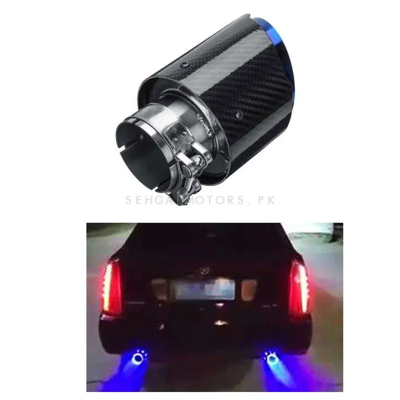 Carbon Fiber Led Exhaust Tip Muffler Pipe – Blue Flame Effect - Stylish & Durable 2