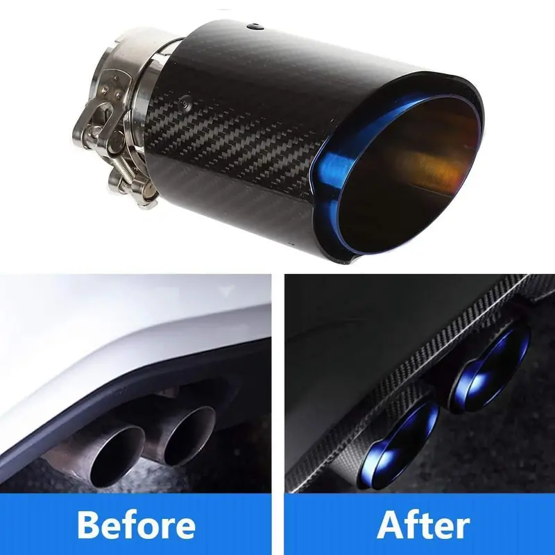 Carbon Fiber Led Exhaust Tip Muffler Pipe – Red Glow, Sporty - Durable Design 2