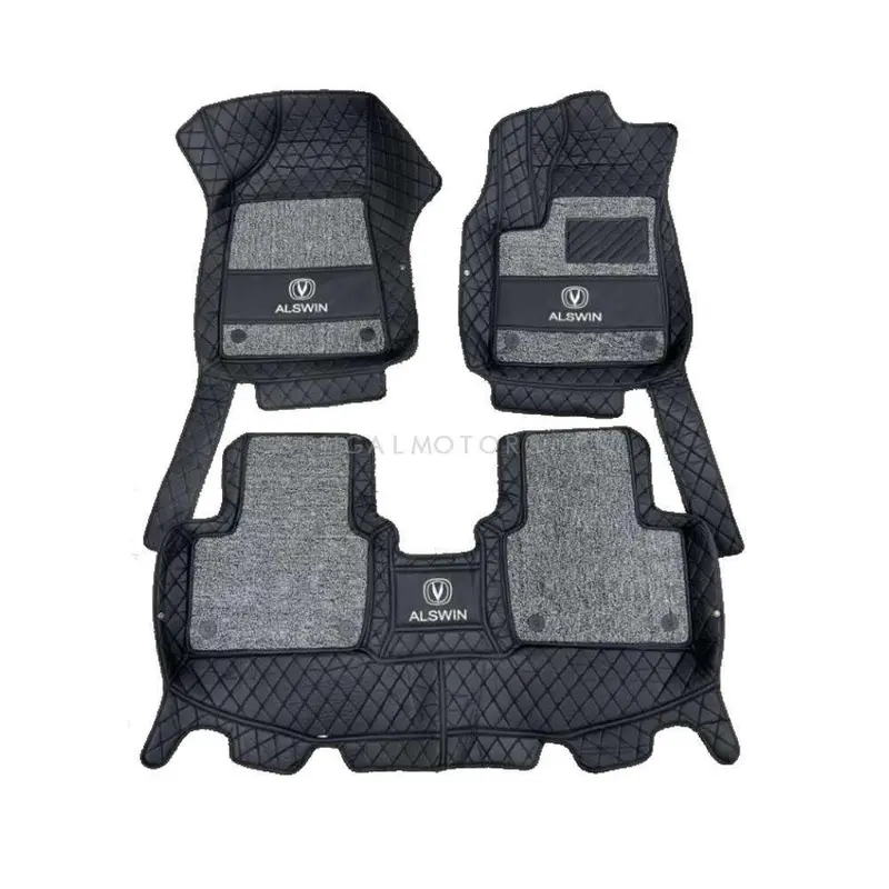 Changan Alsvin 10D Floor Mats Black With Grey Grass 3 Pcs 2021 - 2025 - Mix Thread 2