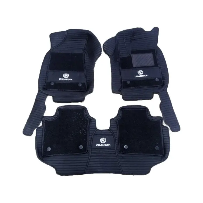 Changan Alsvin 10D Lining Floor Mats Black With Black Grass 2021 - 2025 - Mix Thread 3 Pcs 2