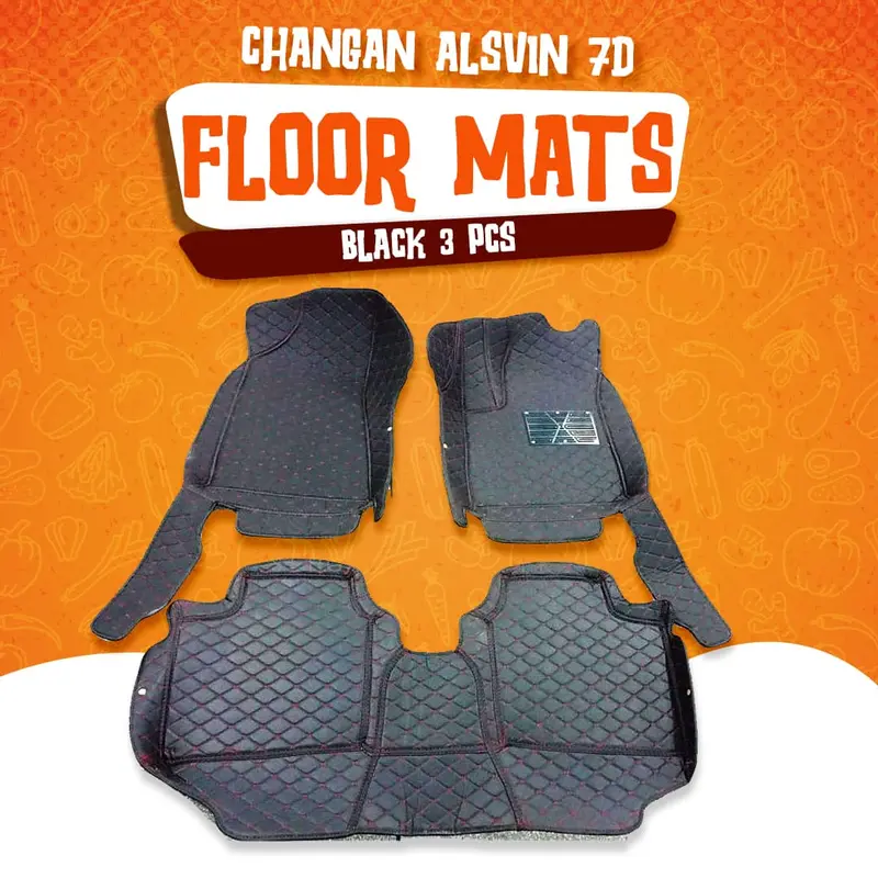 Changan Alsvin 7D Floor Mats - Black - 3 Pcs Set 2021 - 2025 1