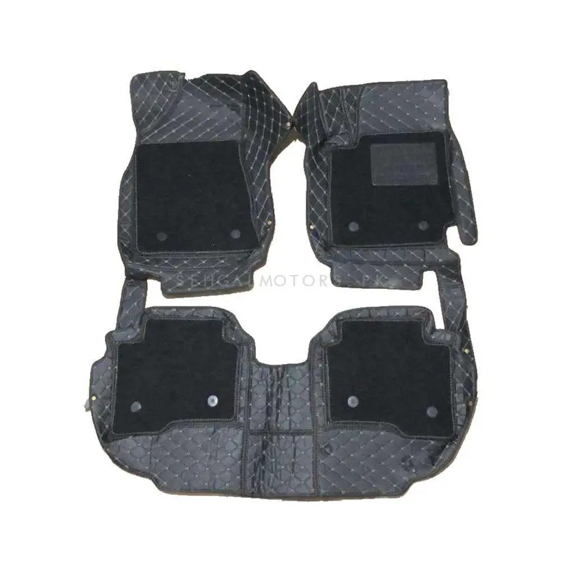 Changan Alsvin 9D Floor Mats Mix Thread Grass 3 Pcs 2021 - 2025 - Black With Black 2