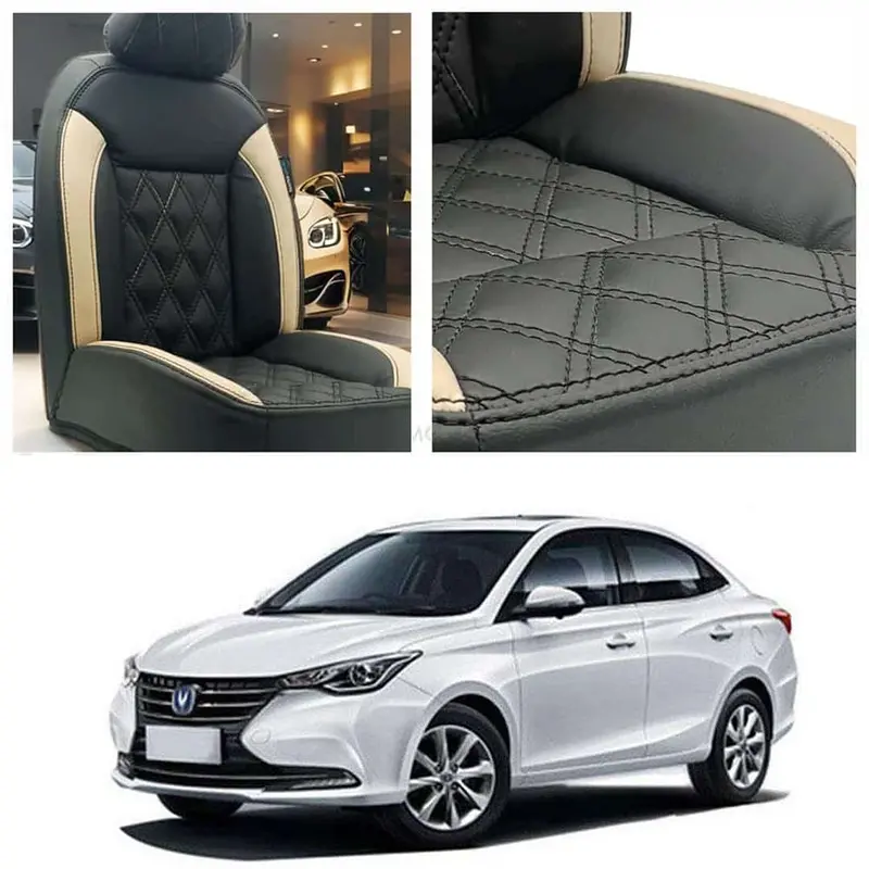 Changan Alsvin Diamond Cut Black Beige Seat Covers 2021 - 2025 1