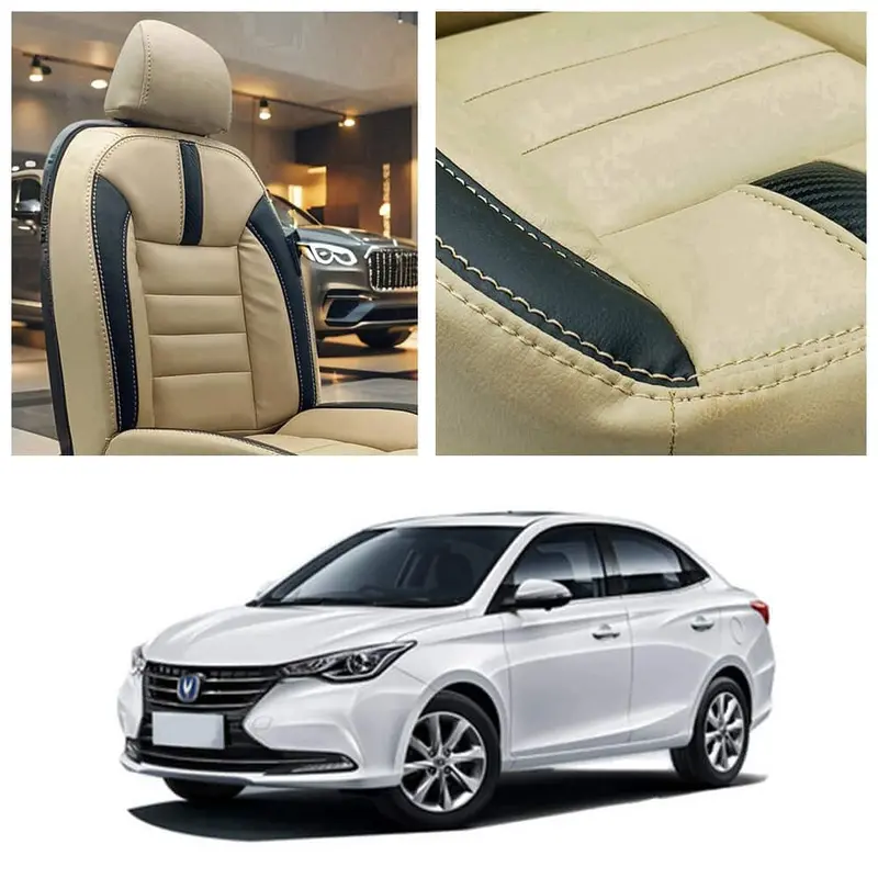 Changan Alsvin Hockey Design Beige Black Seat Covers 2021 - 2025 1