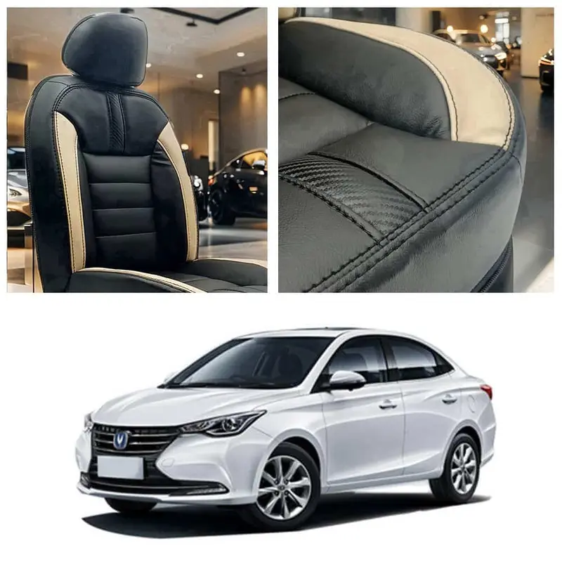 Changan Alsvin Hockey Design Black Beige Seat Covers 2021 - 2025 1
