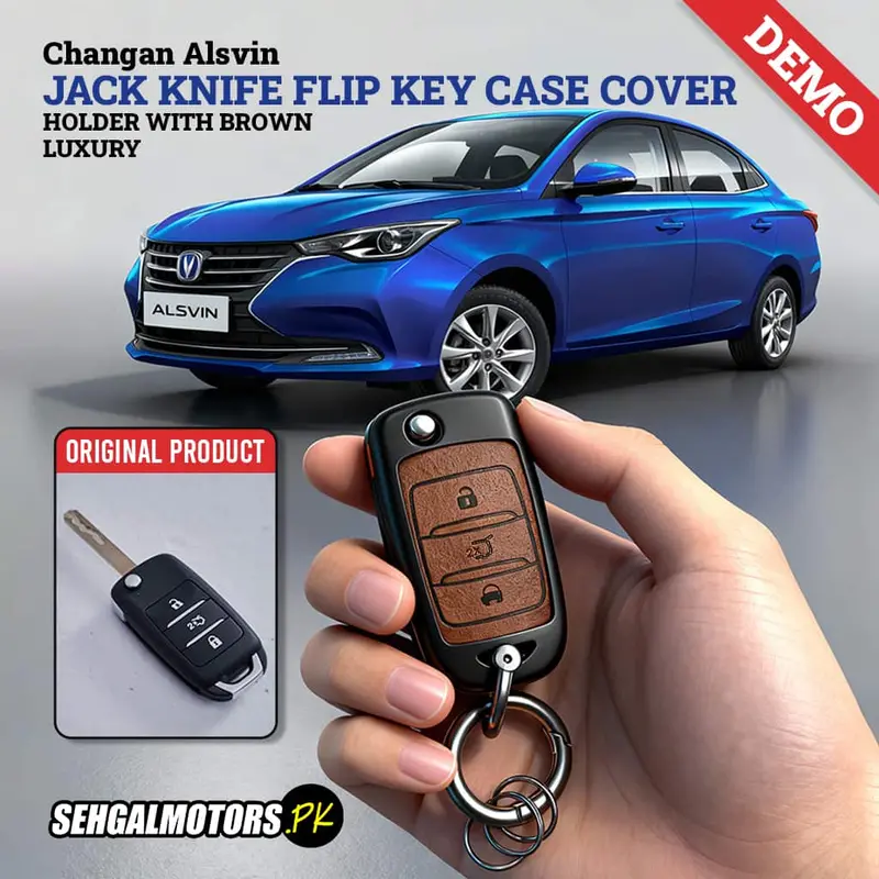 Changan Alsvin Jack Knife Flip Key Case Cover Brown 3 Button 2021 - 2025 - Replacement Casing - Key Chain 1