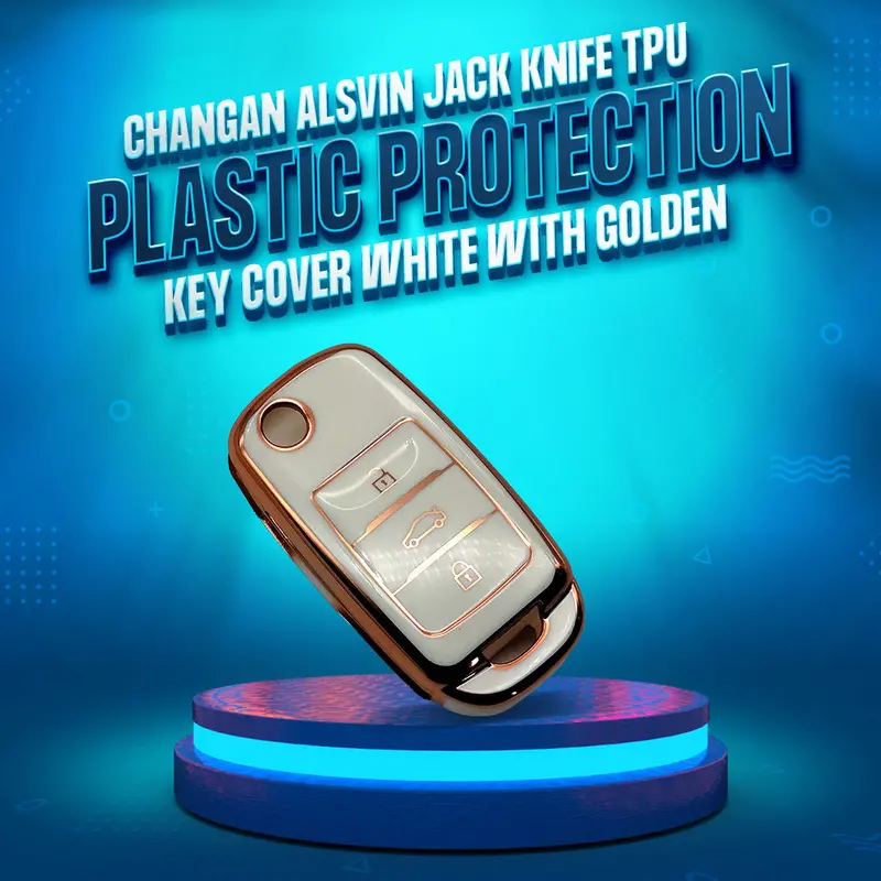 Changan Alsvin Jack Knife Tpu Plastic Key Cover 3 Buttons 2021 - 2025 - - White With Golden 1