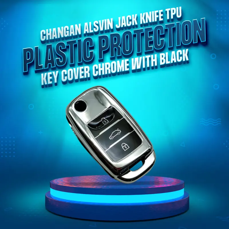 Changan Alsvin Jack Knife Tpu Plastic  Key Cover Chrome With Black 2021 - 2025 - 3 Buttons 1