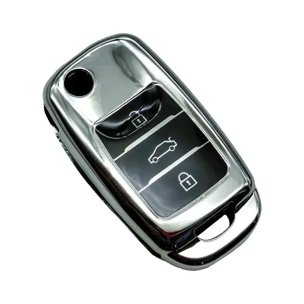 Changan Alsvin Jack Knife Tpu Plastic Key Cover Chrome With Black 2021 - 2025 - 3 Buttons 2