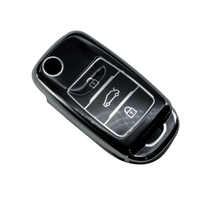 Changan Alsvin Jack Knife Tpu Plastic Protection Key Cover 2021 - 2025 - Black With Chrome 3 Buttons - Model 2020-2024 2