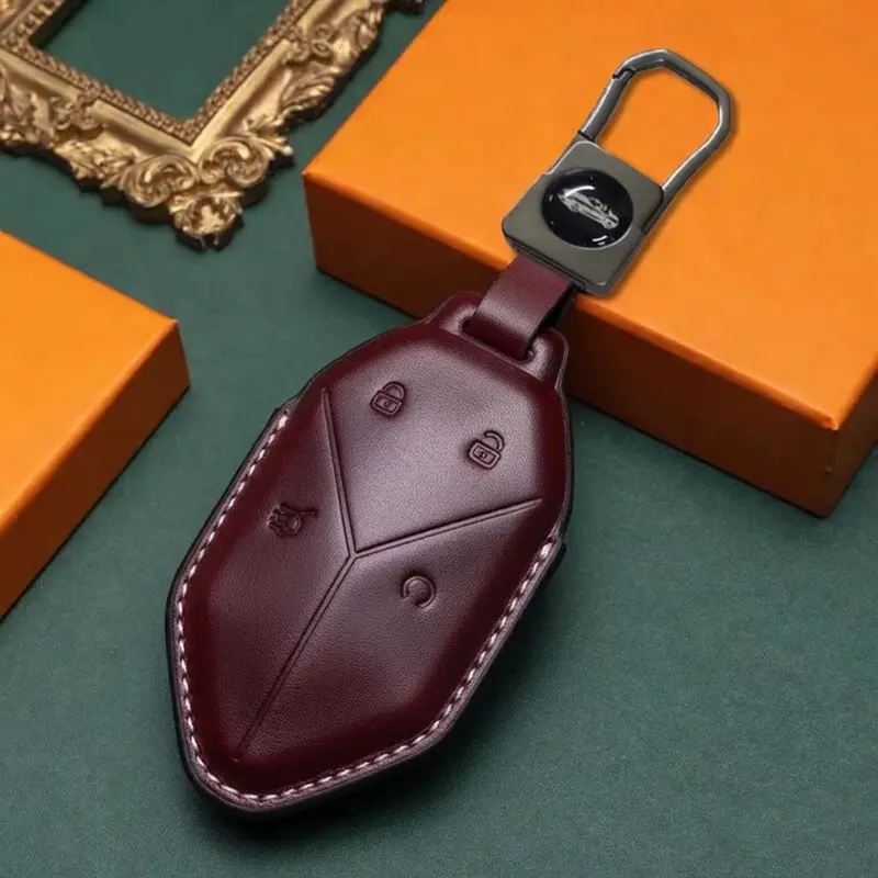 Changan Deepal Leather Key Cover Leather Maroon 1