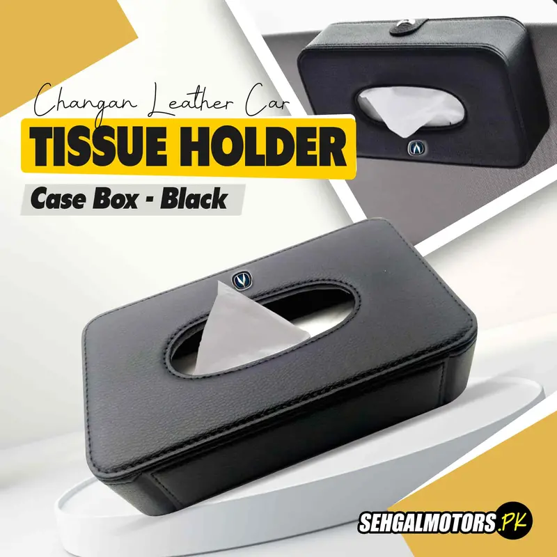 Changan Leather Car Sun Visor Sunshade Tissue Holder Case Box - Black 1