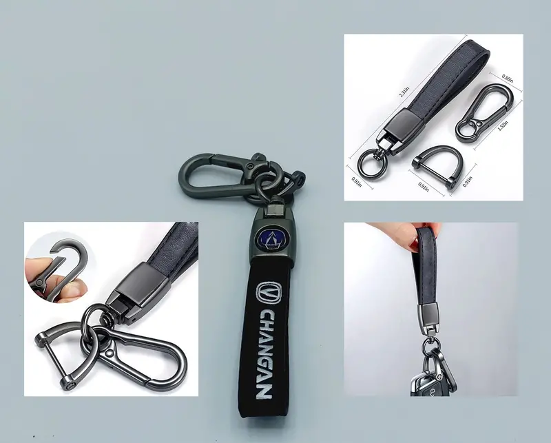 Changan Leather Strip Keychain With Logo Black 1