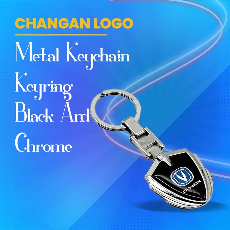 Changan Metal Keychain Badge Style Black With Chrome Keyring 1