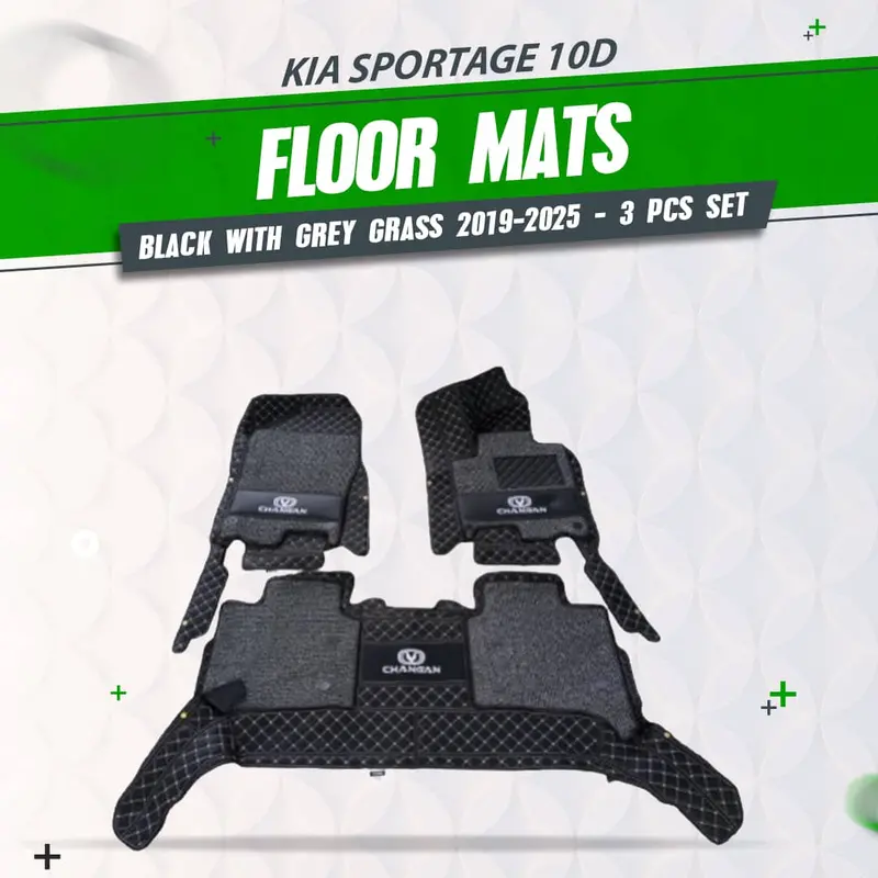 Changan Oshan X7 10D Floor Mat - Mix Thread Black With Grey 3Pcs 1