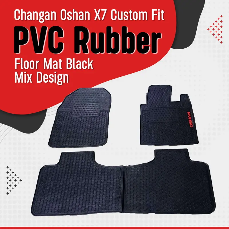 Changan Oshan X7 5 Seater Custom Fit Pvc Rubber Floor Mat Black 2022 - 2025 - 2022-2024 Mix Design 3 Pcs 1