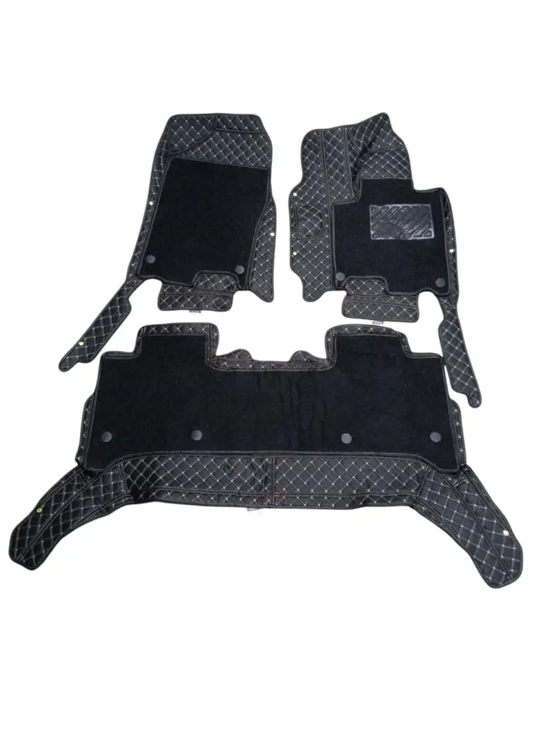 Changan Oshan X7 9D Floor Mats With Mix Thread 2022 - 2025 - Black With Black Grass 2