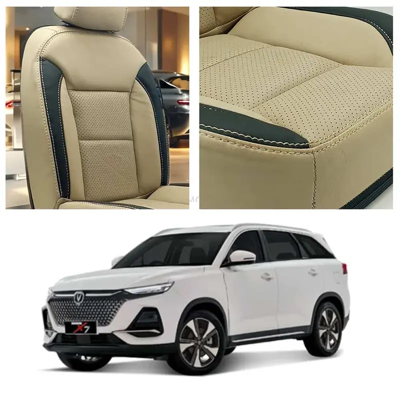 Changan Oshan X7 Breathable Beige Black Seat Covers 5 Seater 2022 - 2025 1