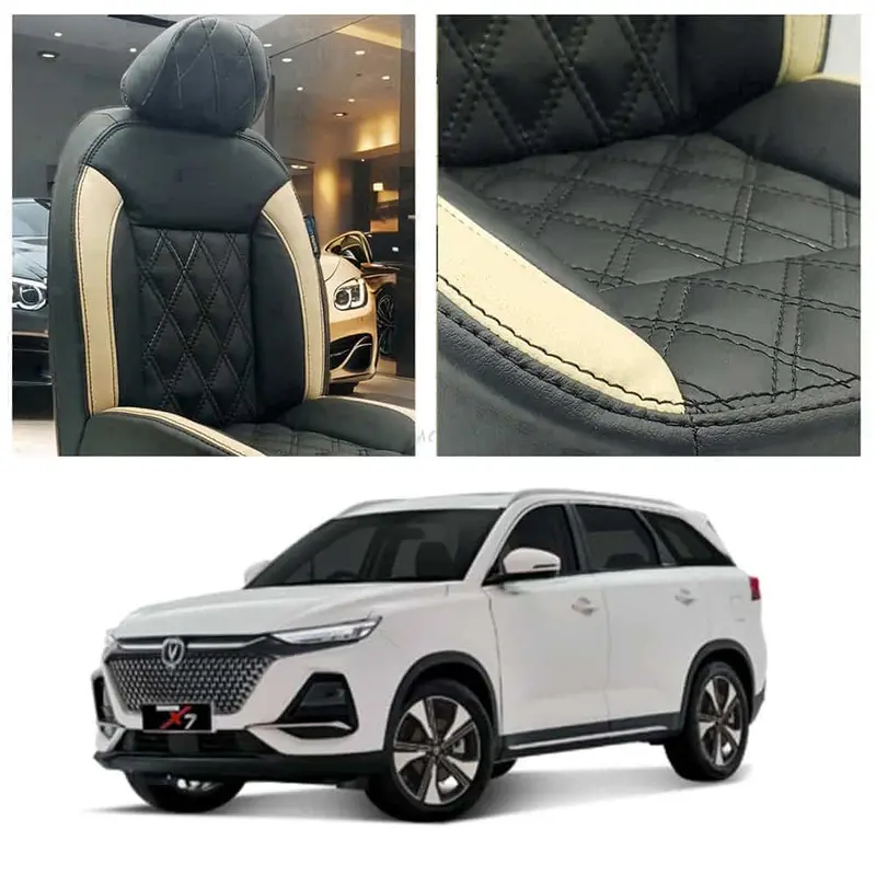 Changan Oshan X7 Diamond Cut Black Beige Seat Covers 5 Seater 2022 - 2025 1