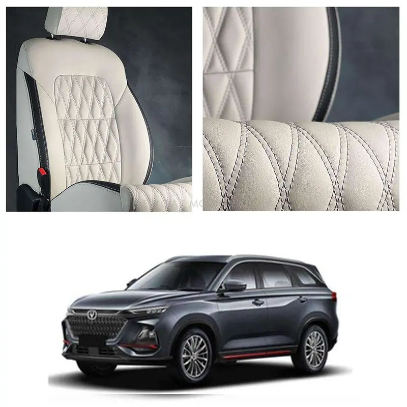 Changan Oshan X7 Diamond Cut Seat Covers 5 Seater 2022 - 2025 - Beige Black 1