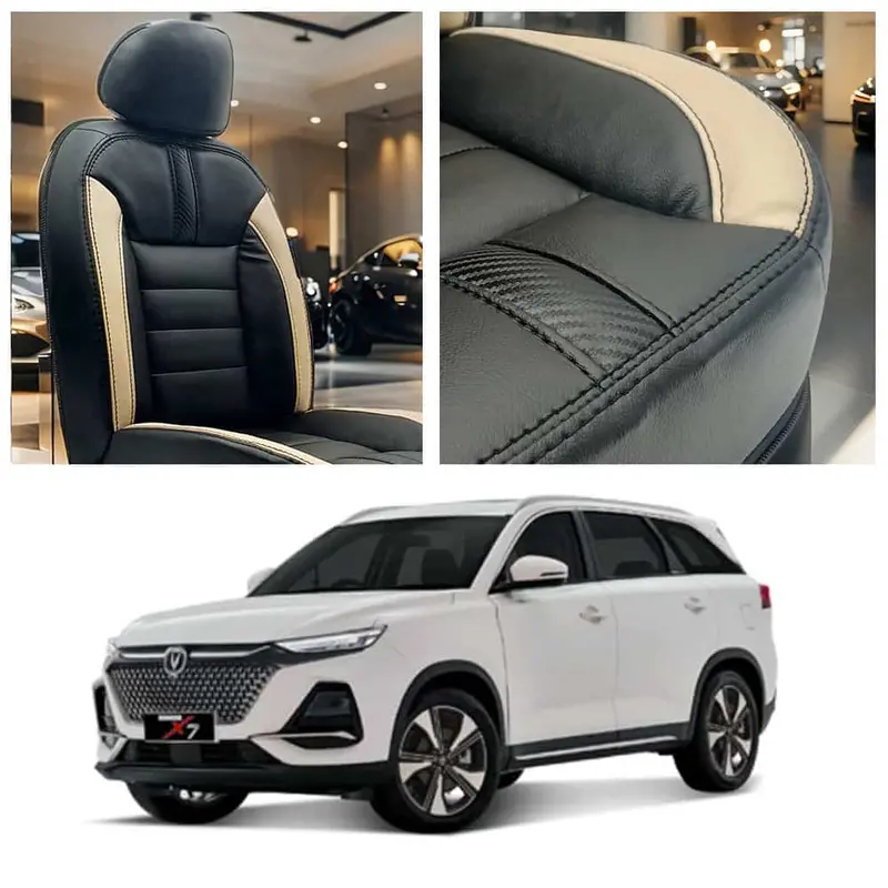 Changan Oshan X7 Hockey Design Black Beige Seat Covers 5 Seater 2022 - 2025 1
