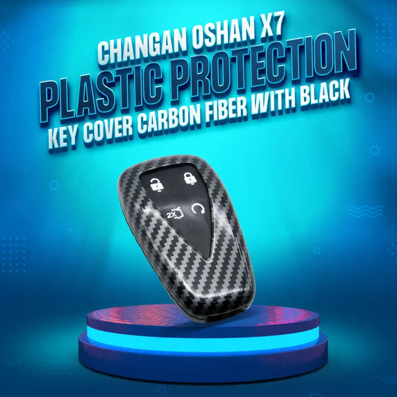 Changan Oshan X7 Plastic Protection Key Cover Carbon Fiber  Black Pvc 2022 - 2025 - 4 Buttons 1