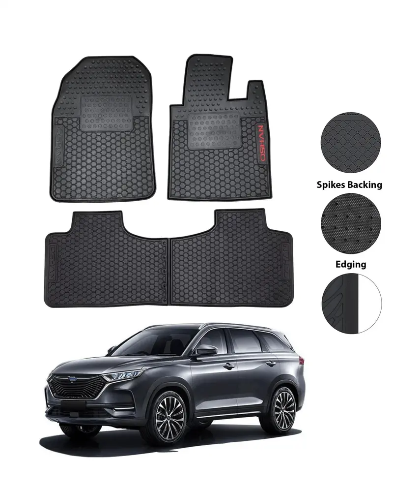 Changan Oshan X7 Rubber Floor Mats Black (7 Seaters) Model 2022-2024 1