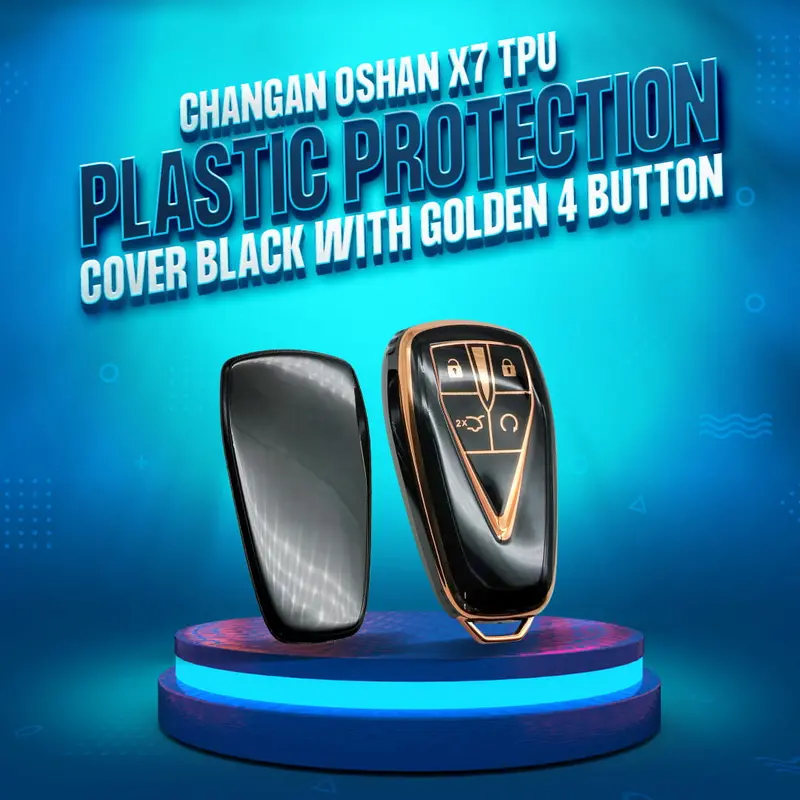 Changan Oshan X7 Tpu Key Cover Black With Golden 4 Buttons 2022 - 2025 1