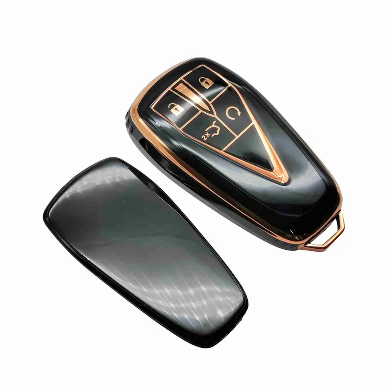 Changan Oshan X7 Tpu Key Cover Black With Golden 4 Buttons 2022 - 2025 2