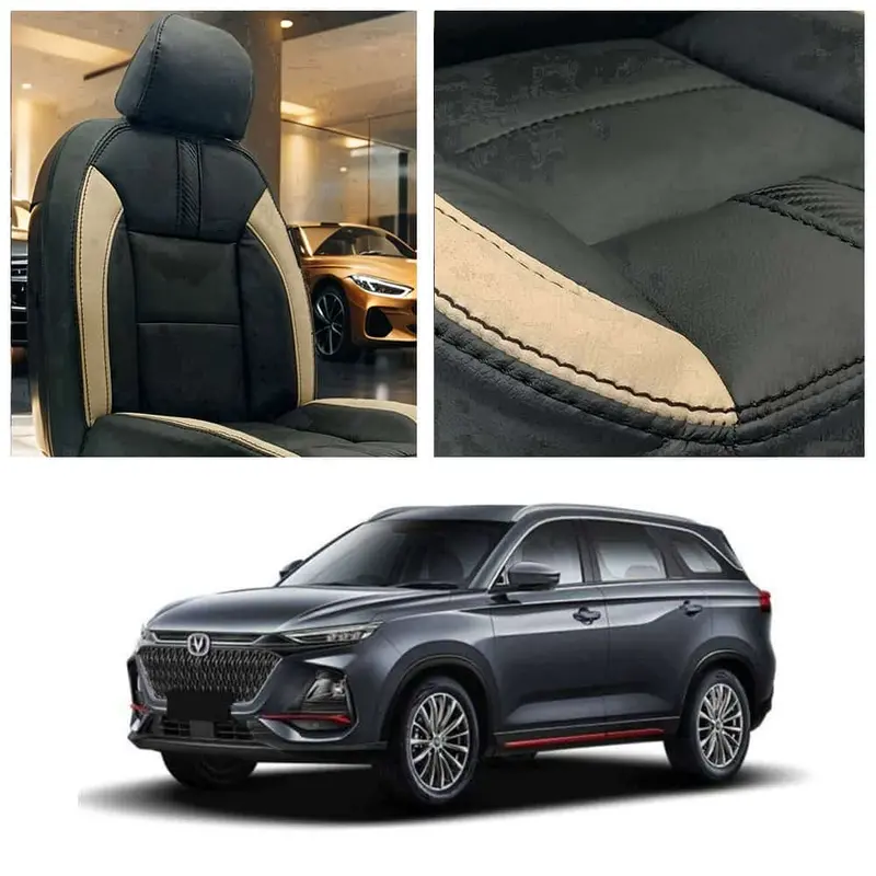Changan Oshan X7 Type R Black Beige Seat Covers 7 Seater 2022 - 2025 1