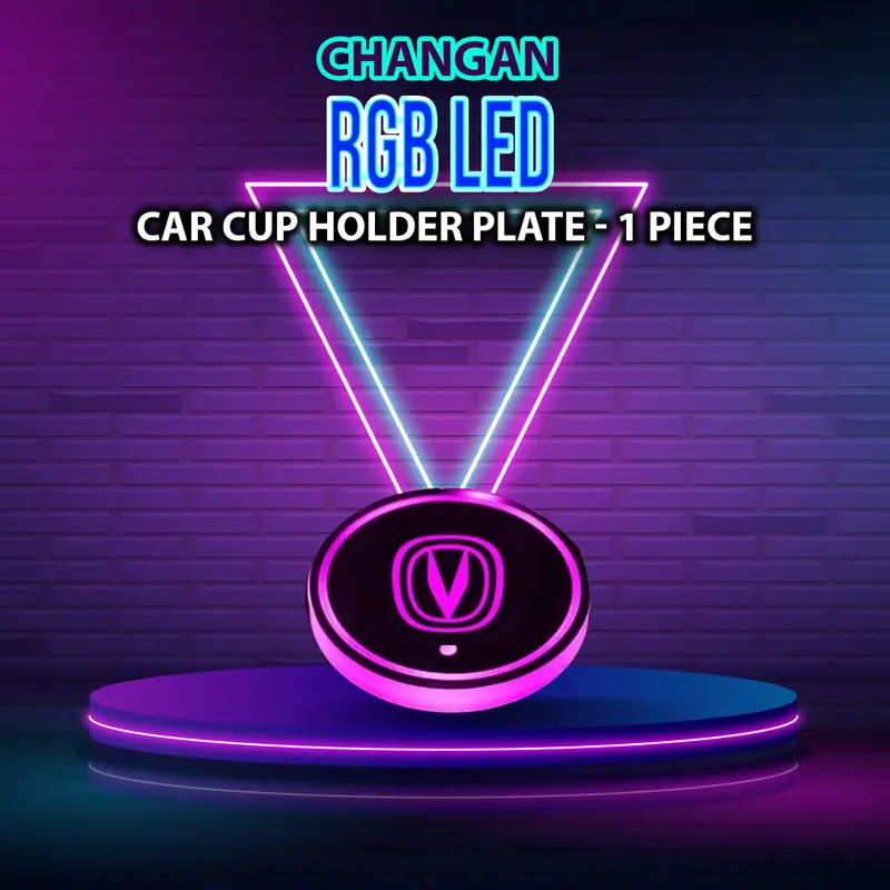 Changan Rgb Led Car Cup Holder Plate - 1 Piece - Glass Cup Coaster Car Rgb Led Cup Holder Mat Pad Coaster Rechargeable 1