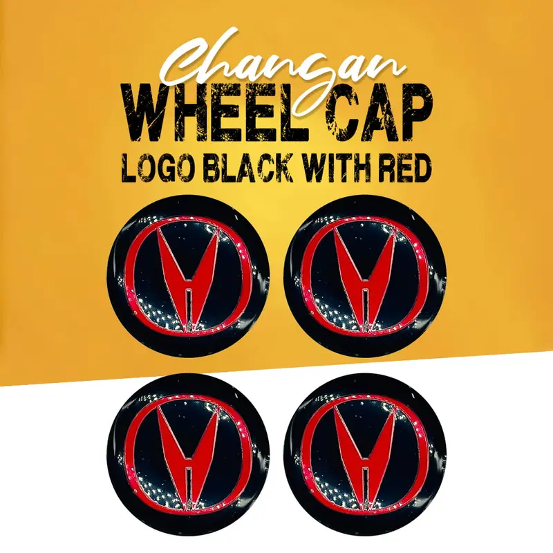 Changan Wheel Cap Logo Black With Red Center Hub Badge Sticker - 4 Pcs 1