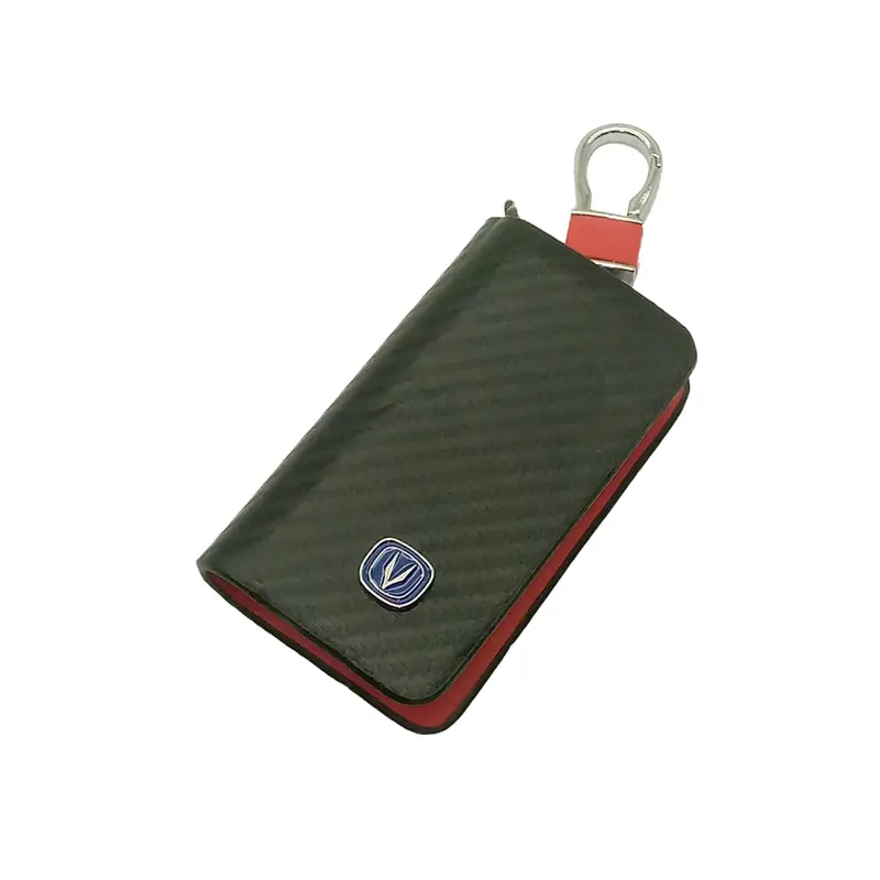 Changan Zipper Key Cover Pouch Carbon Fiber With Keychain Ring 2