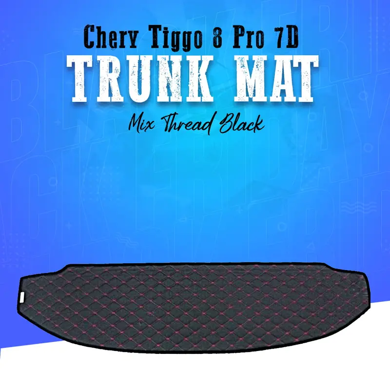 Chery Tiggo 8 Pro 7D Trunk Mat Mix Thread Black 2022 - 2025 - Cargo Boot Liner Diggi Protection Tray Cover 1