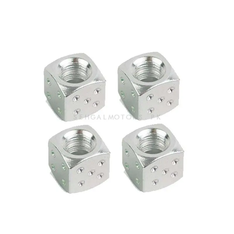Chrome Dice Tire Cap - Tyre Air Valve Nozzle Caps - 4 Pc 2