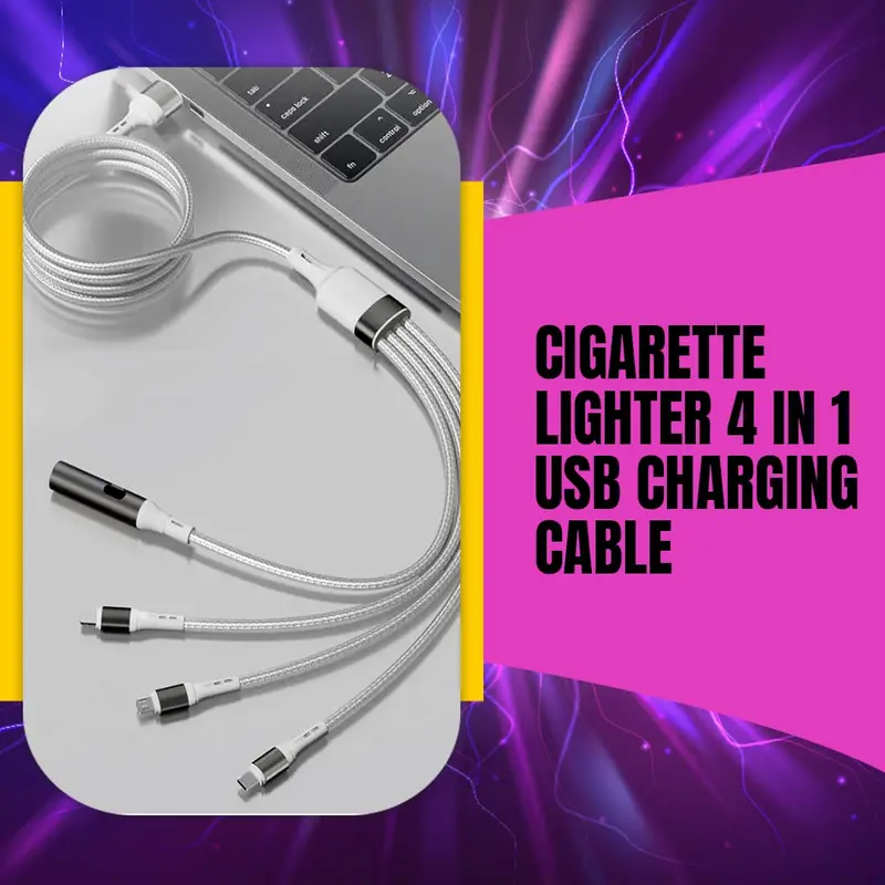 Cigarette Lighter 4 In 1 Usb Charging Cable For Mobile Phones 1.2M/5A 1