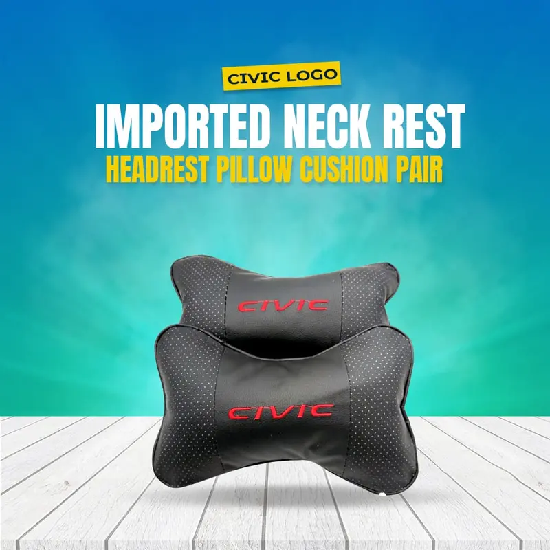 Civic Compatible Imported Neck Rest Headrest Pillow Cushion Pair 1