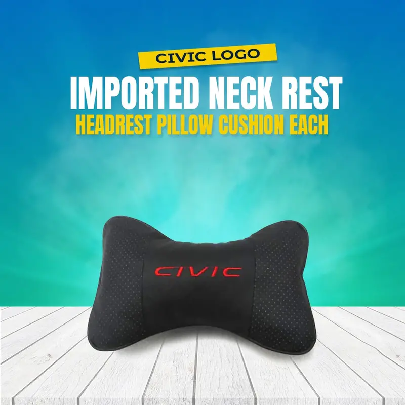 Civic Logo Imported Neck Rest Headrest Pillow Cushion Each 1