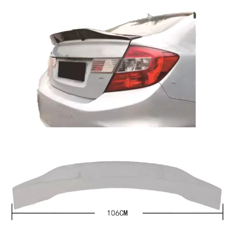 Civic Rebirth R Sporty Rear Spoiler Plastic Unpainted Fits 2012-2016 - Hd-010 1