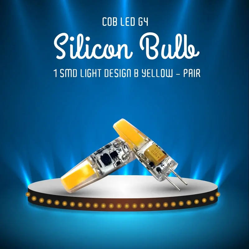 Cob Led G4 Silicon Bulb 1 Smd Light Design B Yellow - Pair 1
