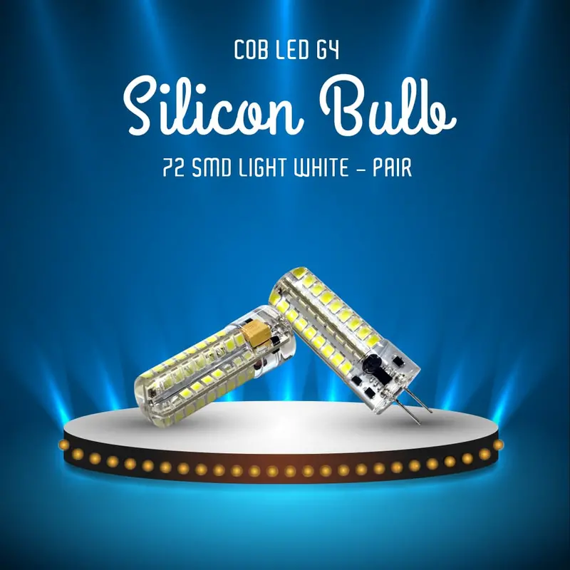 Cob Led G4 Silicon Bulb 72 Smd Light White - Pair 1