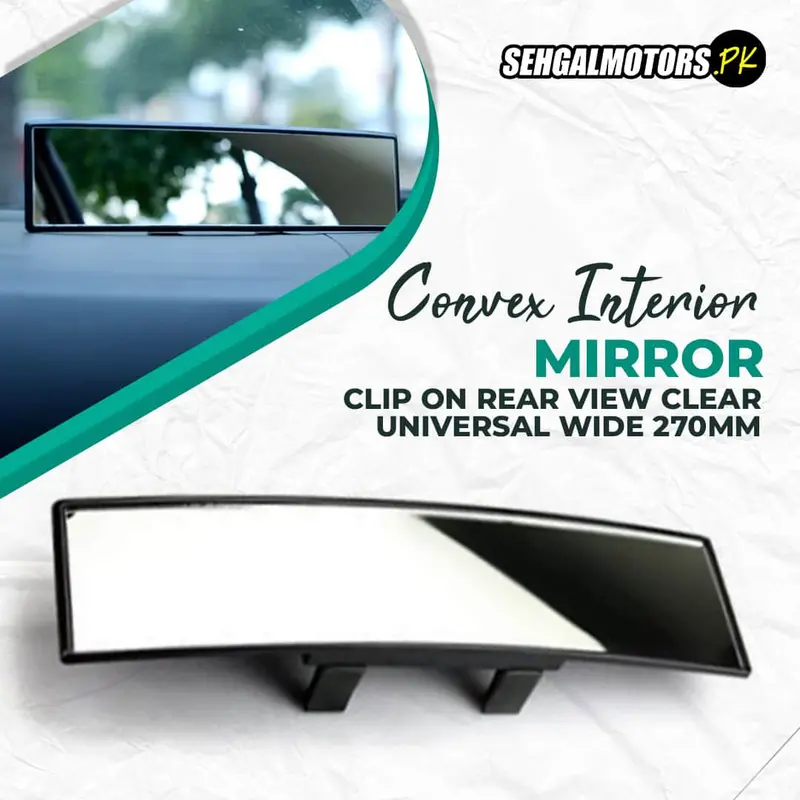 Convex Interior Clip On Rear View Clear Mirror Universal Wide 270Mm 1