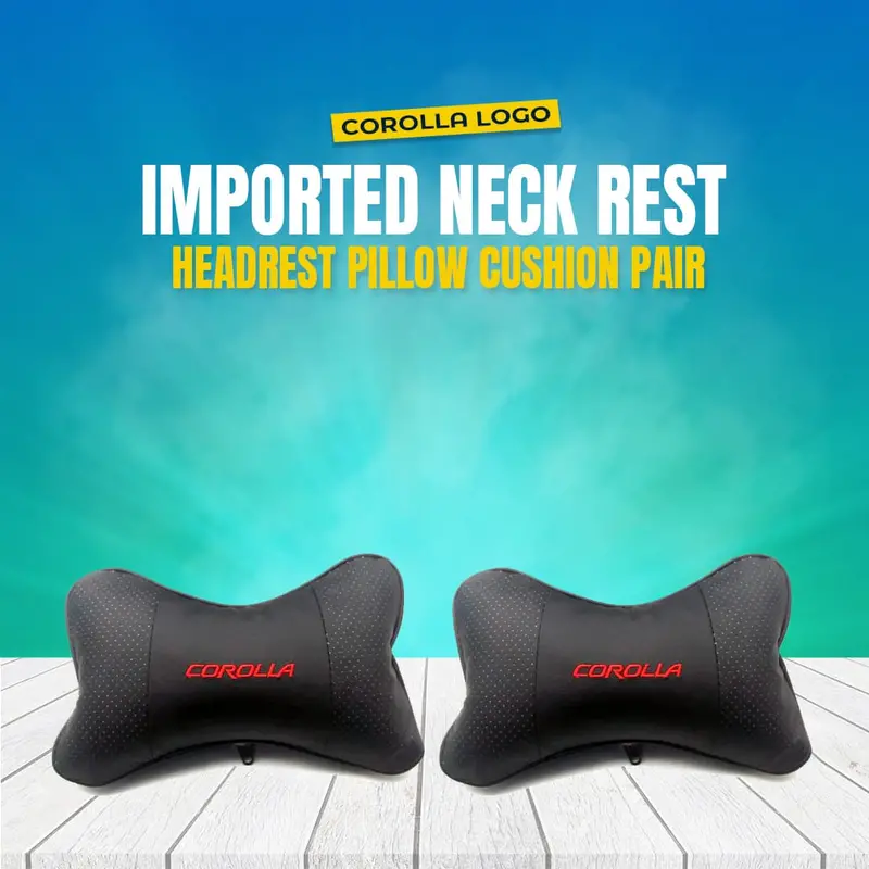 Corolla Logo Imported Neck Rest Headrest Pillow Cushion Pair 1