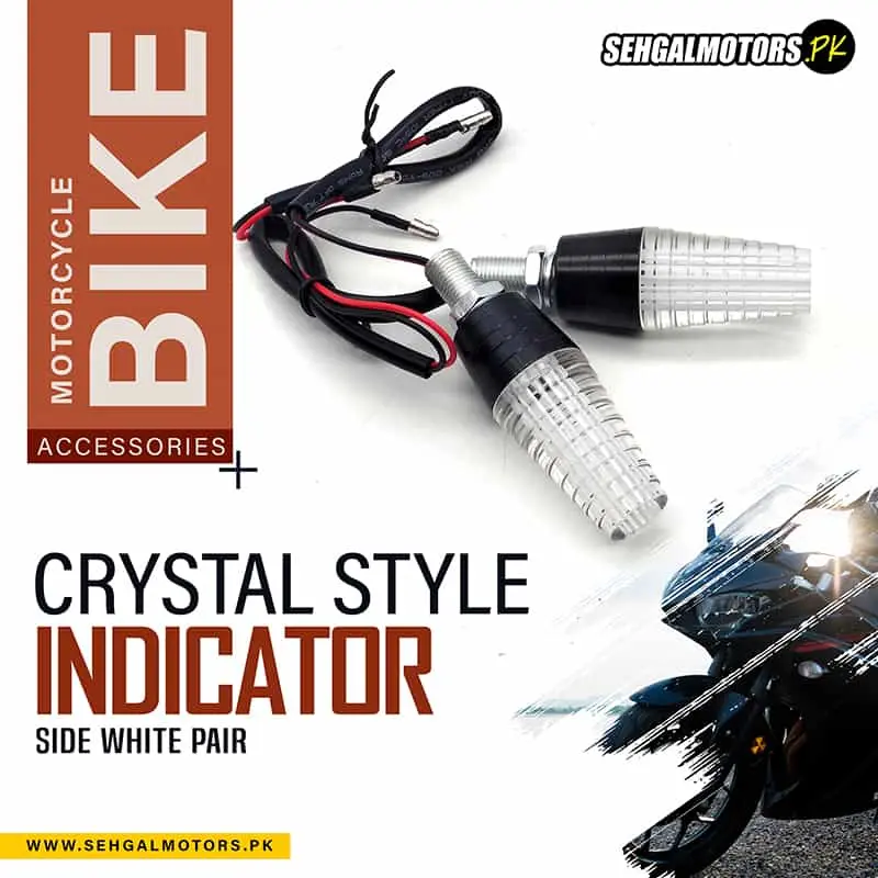 Crystal Style Bike Side Indicator White Pair 1